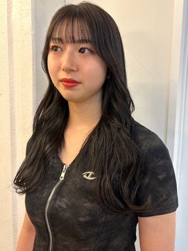 パーク 福岡天神西通り店(parc) シースルーバング　顔周りカット　韓国風ヘア　遅れ毛　黒髪