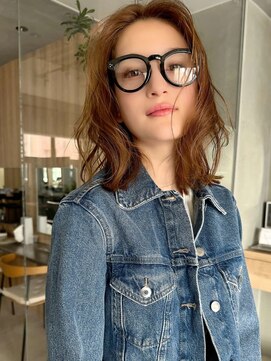 ミンクス 原宿店(MINX) 【MINX】くびれヘアアプリコットオレンジハイライトカラー表参道