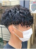 ツイストスパイラルパーマフェードメンズマッシュシャドウパーマ