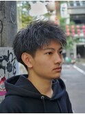 ダウンバングショート　ブリーチ　シルバー　鹿児島メンズ