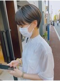 マッシュショートワイドバング20.30.40代人気暗髪グレージュ前髪