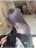 ラベンダー 透明感 グレージュ ブリーチ パープル 三宮 