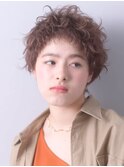 小顔美髪フラッフィーベリーショートボブパーマ透明感グレージュ