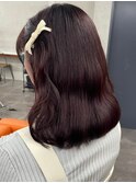 ダブルカラーチェリーレッドピンクブラウン韓国レイヤーロング