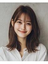 ルシードスタイル アウラ 松戸市五香(LUCIDO STYLE Aura)&nbsp;ココアベージュ小顔に見せるヘア透け感バングミディアムレイヤー