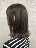 大人☆切りっぱなしミディアムヘア×オリーブブラウン