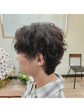 タスクヘアー(task hair) ケアパーマ波巻きスパイラル×ツーブロックセンターパート