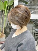 大人女性のための/白髪ぼかしショート/40代50代向け