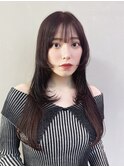 顔周りレイヤーロング韓国ヘアおくれ毛_F30837