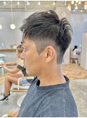 メンズヘアカット刈り上げツーブロック韓国ビジネス黒髪シャギー