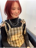 -高知　id-韓国風ウルフハッシュカット　ブリーチレッドカラー