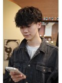 メンズマッシュ波巻きスパイラルパーマケアパーマ眉毛カット岡山