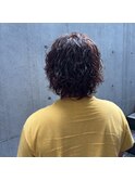 スペインカールスパイキーショートブルーブラックフェザーパーマ