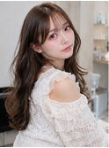 ミルクティーピンクベージュ/韓国巻き/顔周りカット