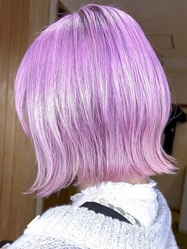 ブレイズヘアー(BLAZEhair) 【ブリーチ3回】タッセルボブ×ホワイトラベンダーピンク