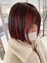 オーストヘアーフィガロ 本通り店(Aust hair Figaro)&nbsp;アンブレラカラーチェリーレッド×ボブ　Aust/広島本通/美容院