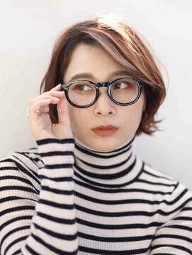 カナージュ(Canage) ＃メガネ＃長めバング＃ピンクオレンジ＃ひし形