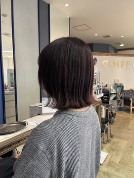 コワファースト 大分(COIFF1RST) ブリーチなし！バイオレットブラウンカラーの外はねボブ