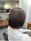 艶髪ストレート×ミディアム×アッシュグレー×髪質改善【広島】
