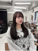 ワンホンヘア ワンカール オルチャンレイヤー ぱっつん前髪