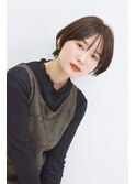 大人ショート/くびれショートヘア/暗髪カラー/前髪