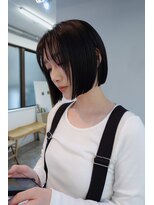 ネルケ 立川(nelke) 大人ボブ大人ショートボブ切りっぱなしボブ前髪あり前下がりボブ