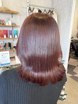 シェル 津山の手店(shel) 10代20代髪質改善濃いめレッドブラウンカラー