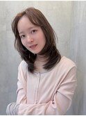ミディアムレイヤーウォームブラウンシャギー髪質改善渋谷