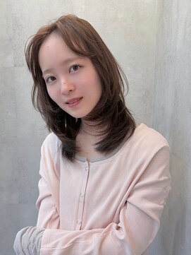 ラベル 渋谷(LAVEL) ミディアムレイヤーウォームブラウンシャギー髪質改善渋谷