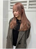 10代20代30代／ピンクベージュ／ハイトーン／レイヤー／髪質改善