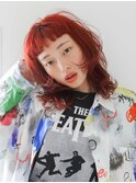 ミディアムウルフ 暖色カラー カシスカラー フェイスレイヤー