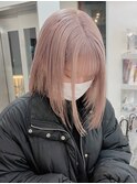853ピンクブロンド寒色系カラーパールグレースローカラーボブ