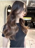 韓国ヘア レイヤーカット 透明感 グレージュ おくれ毛 井坂