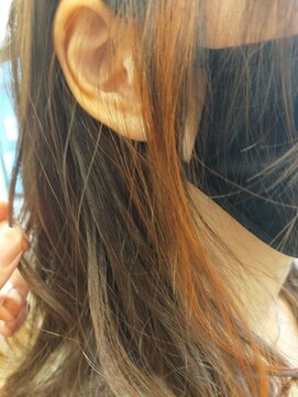 フレンズ 山鼻店(friend's) イヤリングカラーオレンジ顔周りカラー髪質改善