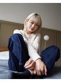 ハイトーンボブ　ブロンド　ストレート