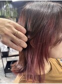 大人女性インナーカラーくすみピンク