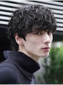ウルフカット波巻きパーマメンズマッシュシャドウパーマ原宿