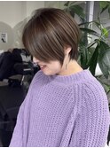 くびれショートボブ40代50代グレイカラー白髪染め白髪ぼかし