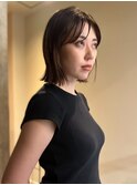 切りっぱなしボブ 外ハネ ストレート 前髪カット 20代 艶髪 30代
