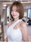 まとまるボブ/20代30代きれいめ/流れる顔周り