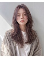 サンク(thank)&nbsp;ラベンダーピンクベージュの大人カジュアルレイヤーロング