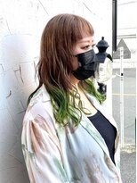 ヘアアンドメイク エジェリ(hair&make egerie) イエローグリーン・グラデーション裾カラーTOPココアブラウン