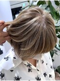 クレイカラーで頭皮に優しく脱白髪染め ハイライト 40代50代60代