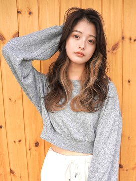 ブゾン(buZon) 【buZon ブゾン】レイヤーロングウェーブ×インナーグレージュ