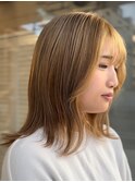 ハイトーンベージュカラー/ブリーチ/ダブルカラー/セミロング