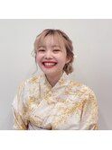 浴衣にふわふわお団子ヘアアレンジ♪