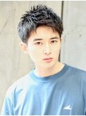 かき上げアップバングショート　フェードカット