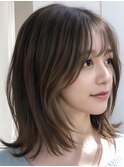 前髪あり/ミディアム/大人/可愛い/20代/30代/40代/50代/髪型