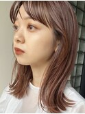 艶感ストレートロブ小顔ワイドバングラベンダーカラー