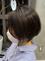エリマ 調布(elima) 調布白髪染めショートカットタッセルボブミルクティーベージュ